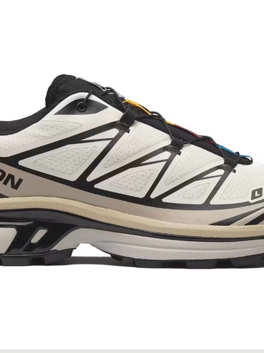 Salomon XT-6 Vanilla Ice Black Silver Cloud Trail Sneakers